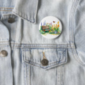 Zomertuin met vlinders ronde button 5,7 cm (In situ)