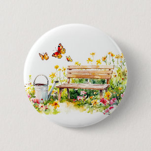 Zomertuin met vlinders ronde button 5,7 cm