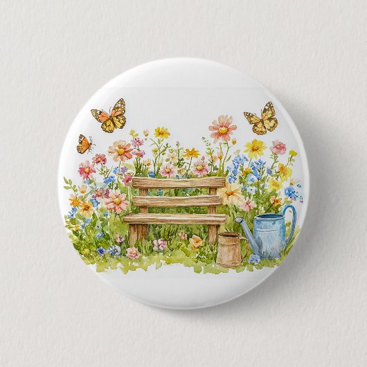 Zomertuin met vlinders ronde button 5,7 cm (Voorkant)