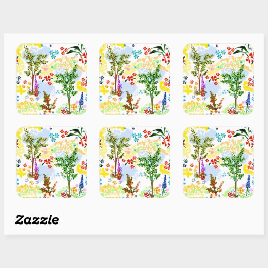 zomertuin vierkante sticker (Vel)