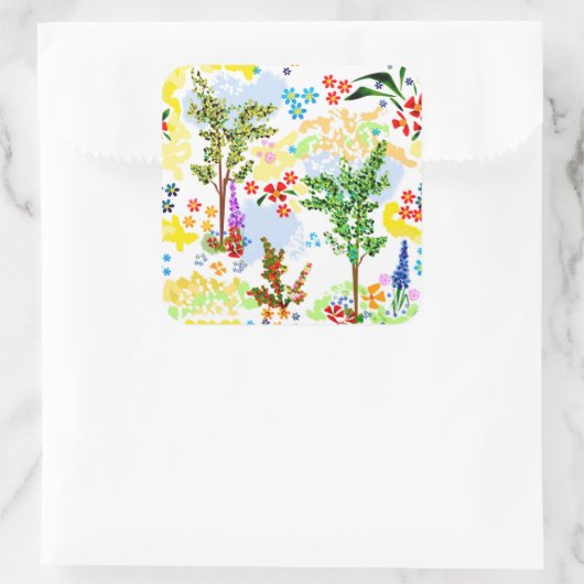 zomertuin vierkante sticker (Tas)