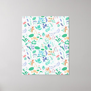 Zomertuinbloemen verlaten botanische bloei canvas afdruk