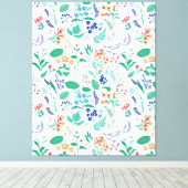 Zomertuinbloemen verlaten botanische bloei canvas afdruk (Insitu (Houten vloer))