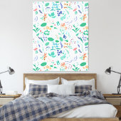 Zomertuinbloemen verlaten botanische bloei canvas afdruk (Insitu (Slaapkamer))