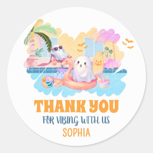 ZomerTussen Halloween Pool Verjaardag Ronde Sticker (Voorkant)