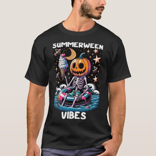 ZomerTussen Zomer Halloween Funny Skeleton Ice Cre T-shirt (Voorkant)