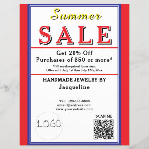 Zomeruitverkoop Rood Wit Blauw Hart Flyer