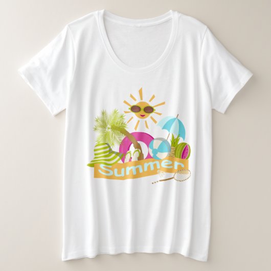 zomervakantie die zonlicht glimlacht in zonnebrill grote maat t-shirt (Design voorkant)