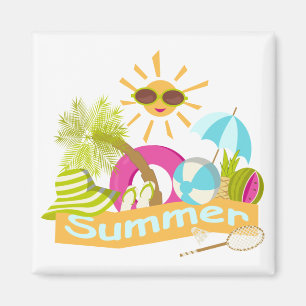 zomervakantie die zonlicht glimlacht in zonnebrill magneet