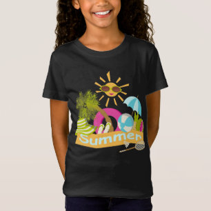zomervakantie die zonlicht glimlacht in zonnebrill t-shirt