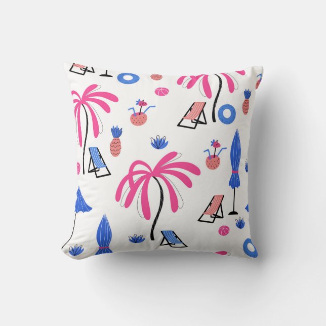 Zomervakantie: Palmbomen Ananas Patroon Kussen (Voorkant)