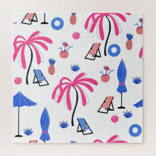Zomervakantie: Palmbomen Ananas Patroon Legpuzzel
