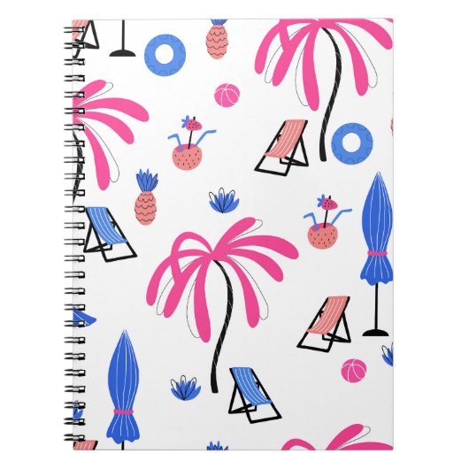 Zomervakantie: Palmbomen Ananas Patroon Notitieboek (Voorkant)
