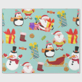 Zomervakantie Santa Sleigh Kerstmis Cadeaupapier (Vlak)