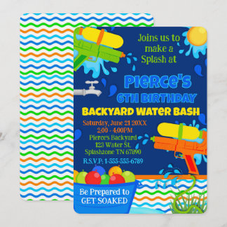 Zomerverjaardagsfeest Achtertuin Water Bash Party Kaart