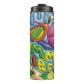 Zomervibes 3d Opgeblazen Fruit & Flamingo Thermosbeker (Voorkant)