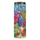 Zomervibes 3d Opgeblazen Fruit & Flamingo Thermosbeker (Achterkant)