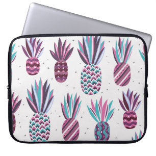 Zomervibes: ananaspatroon, kleurrijke Stippen Laptop Sleeve