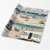 Zomervibes,  caravan op het strand cadeaupapier (Uitgerold)