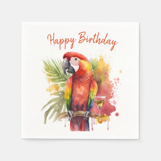 Zomervibes Parrot - Verjaardag Servet (Voorkant)