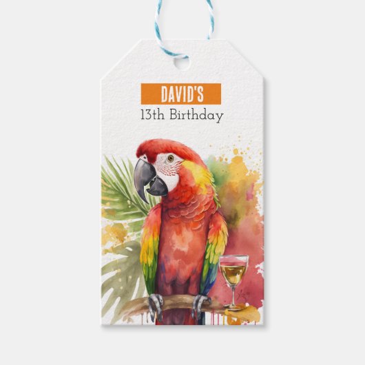 Zomervibes Parrot - Verjaardagsfeest - Cadeaulabel (Voorkant)