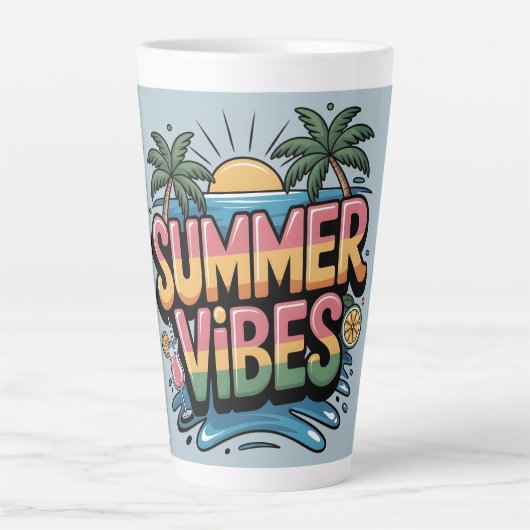 Zomervibes Tropisch strand Latte Mok (Voorkant)