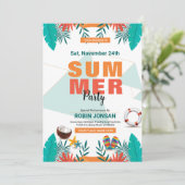 Zomerviering Party Flyer Sjabloon Kaart (Staand voorkant)