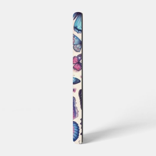 Zomervlinders; patroon in roze en blauw samsung galaxy hoesje (Linkerkant)