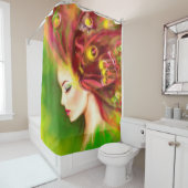 Zomervrouw vlinder douchegordijn (In situ)