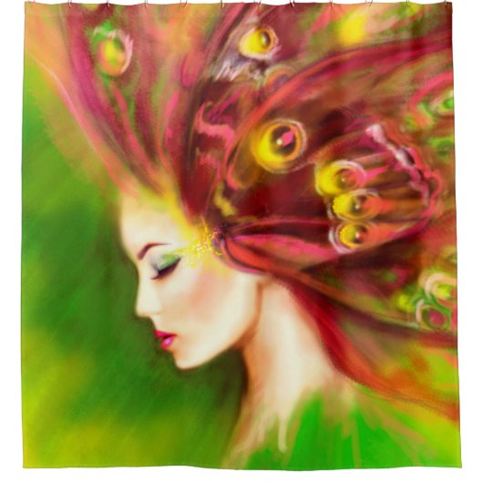 Zomervrouw vlinder douchegordijn (Voorkant)