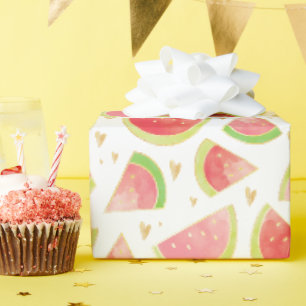 Zomerwatermeloenen & goudhartpatroon cadeaupapier