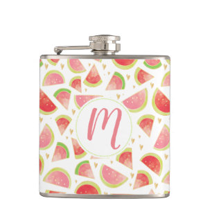 Zomerwatermeloenen & goudhartpatroon heupfles