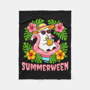 Zomerween Grappige Geest Halloween Zomer Bloemstuk Fleece Deken