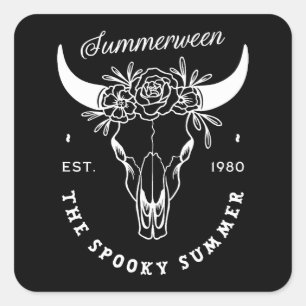 Zomerween griezelig gotische zomerfeestthema zwart vierkante sticker