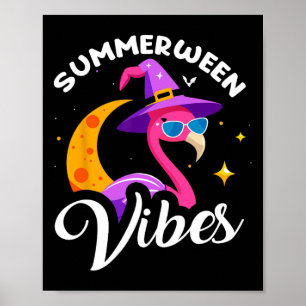 Zomerween-sfeer Flamingo Zomer Halloween-vakantie Poster