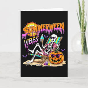 Zomerween-sfeer Skelet Pompoen Griezelige Vakantie Kaart