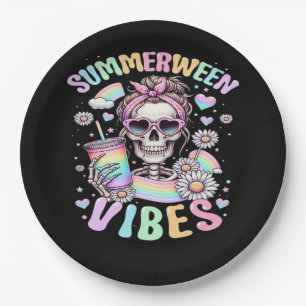 Zomerween-sfeer Zoete Skelet Meisje Zomer Hallo Papieren Bordje
