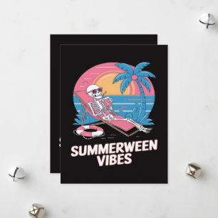 Zomerween Skelet Zomer Vakantie Strand Grappig Feestdagenkaart