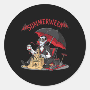 Zomerween Vampier Strand Dracula Zandkasteel Gotis Ronde Sticker
