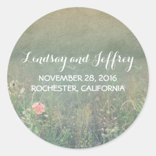 Zomerweide Bloemen romantische vintage bruiloft Ronde Sticker