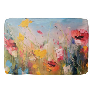 Zomerweide – Expressieve Abstracte Wilde Bloemen Badmat