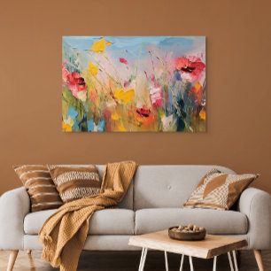 Zomerweide – Expressieve Abstracte Wilde Bloemen Canvas Afdruk