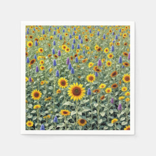 Zomerweide van zonnebloemen en wilde bloemen servet