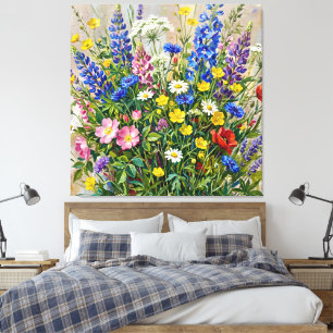 Zomerweide Wilde Bloemen Canvas Afdruk