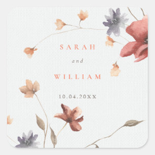 Zomerweidebloemen Bruiloft Sticker