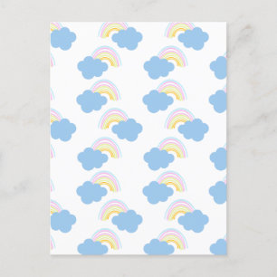 Zomerwolken Regenboog Pastel Krabbel Doodle Briefkaart