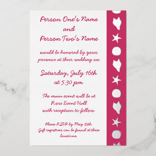 Zomerzeeschelpen in Raspberry Folie Invitation Uitnodiging