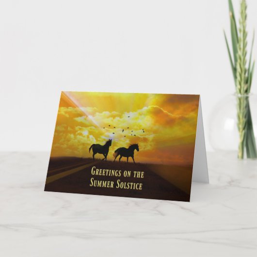 Zomerzonnewende Gelukskaart met Paarden Kaart (Voorkant)