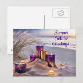 Zomerzonnewende Groeten Kaarsen op het Strand Briefkaart (Voorkant / Achterkant)