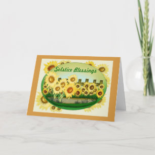 Zomerzonnewende zegeningen met zonnebloemen kaart
